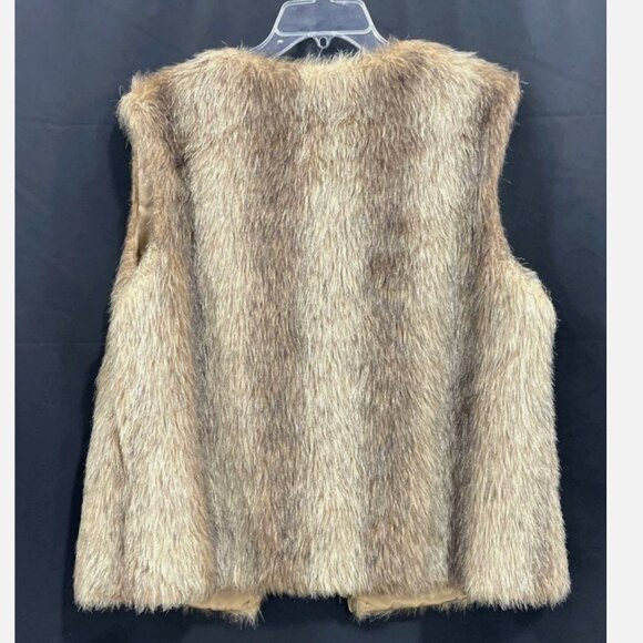 Vintage Cheyenne Faux Coyote Fur Vest Brown Tan Tie Front Oversized Women OS - Picture 5 of 11